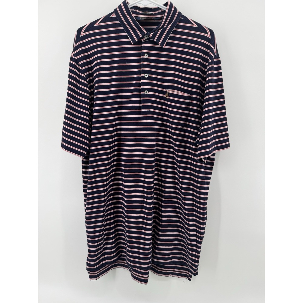 Polo‎ Ralph Lauren Shirt Mens L Blue Red Stripe Stretch Lisle Golf Performance